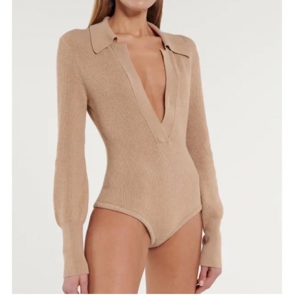 NANUSHKA Azha‎ Ribbed Knit Bodysuit Wool Blend Size Small